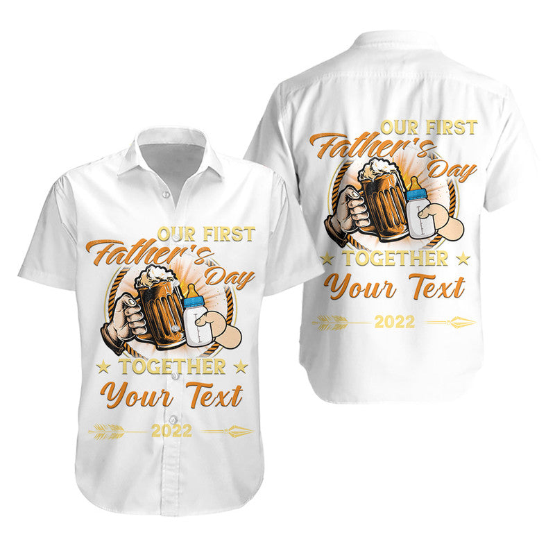 (Custom) Father Day Hawaiian Shirt Our First Father Day Simple Style - White LT8 - Wonder Print Shop