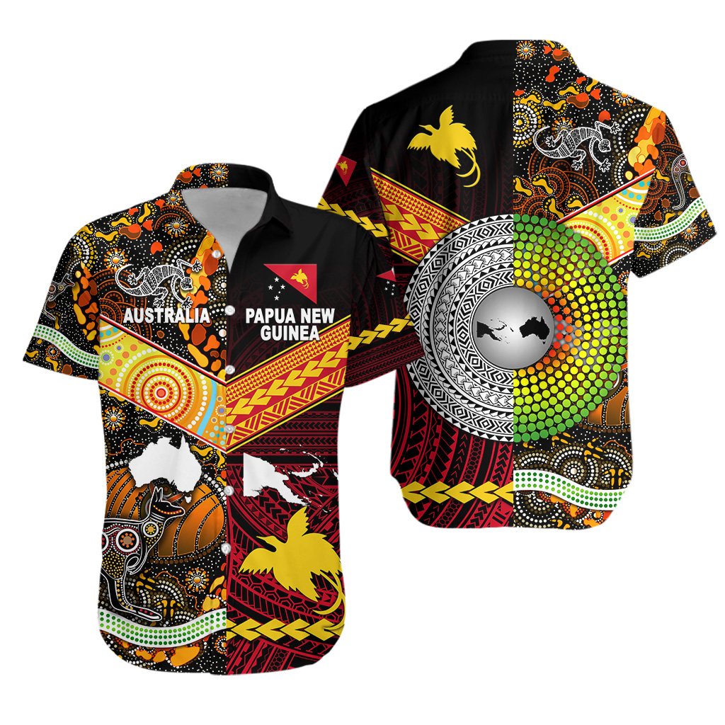 Papua New Guinea and Australia Aboriginal Hawaiian Shirt Together LT8 - Wonder Print Shop