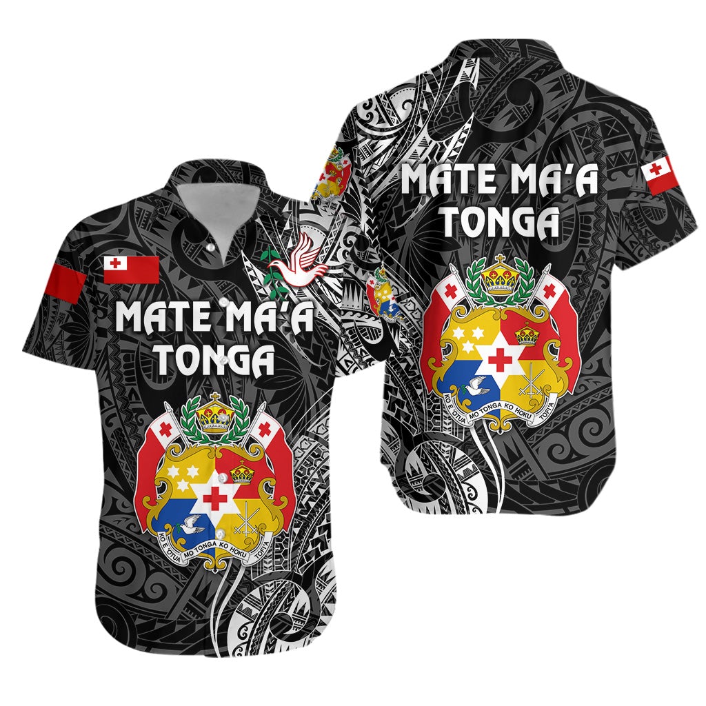 Tonga Coat Of Arms Hawaiian Shirt Simple Vibes Black LT8 - Wonder Print Shop