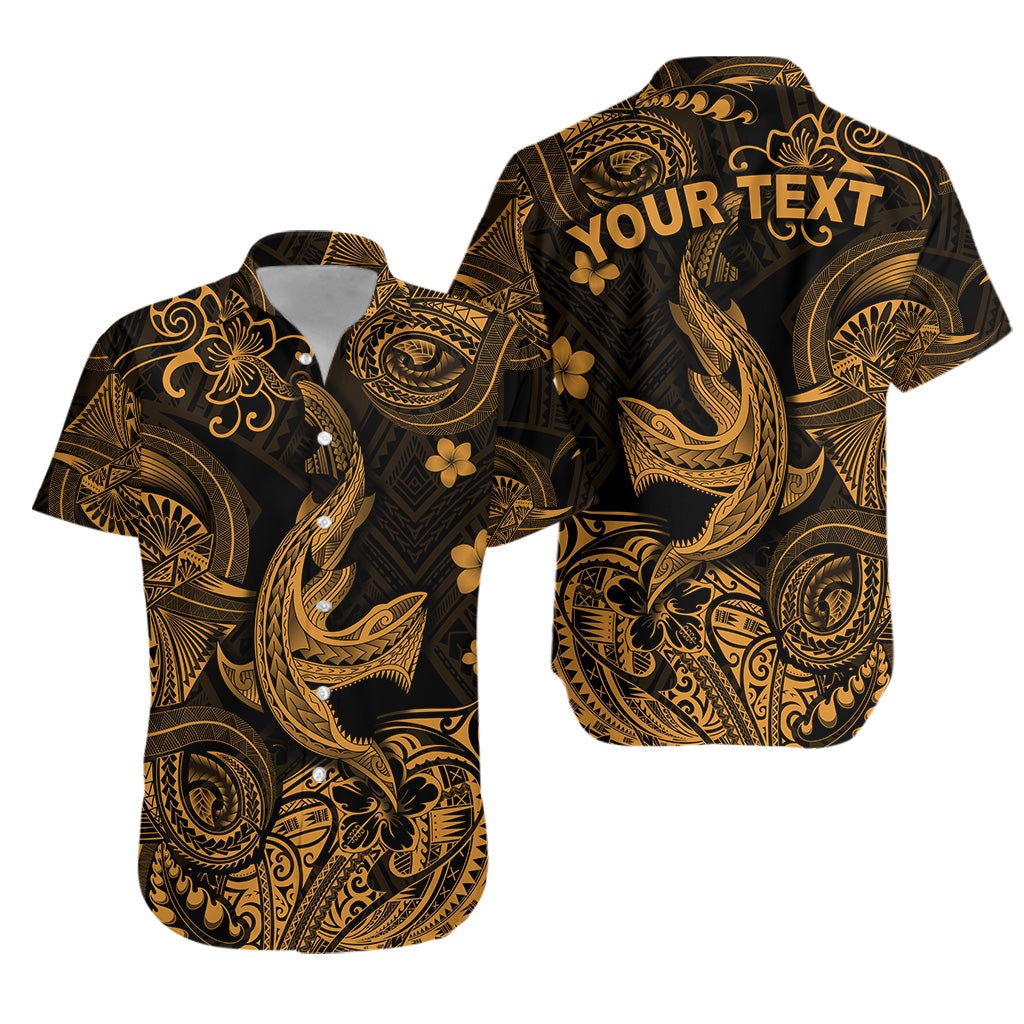 (Custom Personalised) Hawaii Angry Shark Polynesian Hawaiian Shirt Unique Style - Gold LT8 - Wonder Print Shop