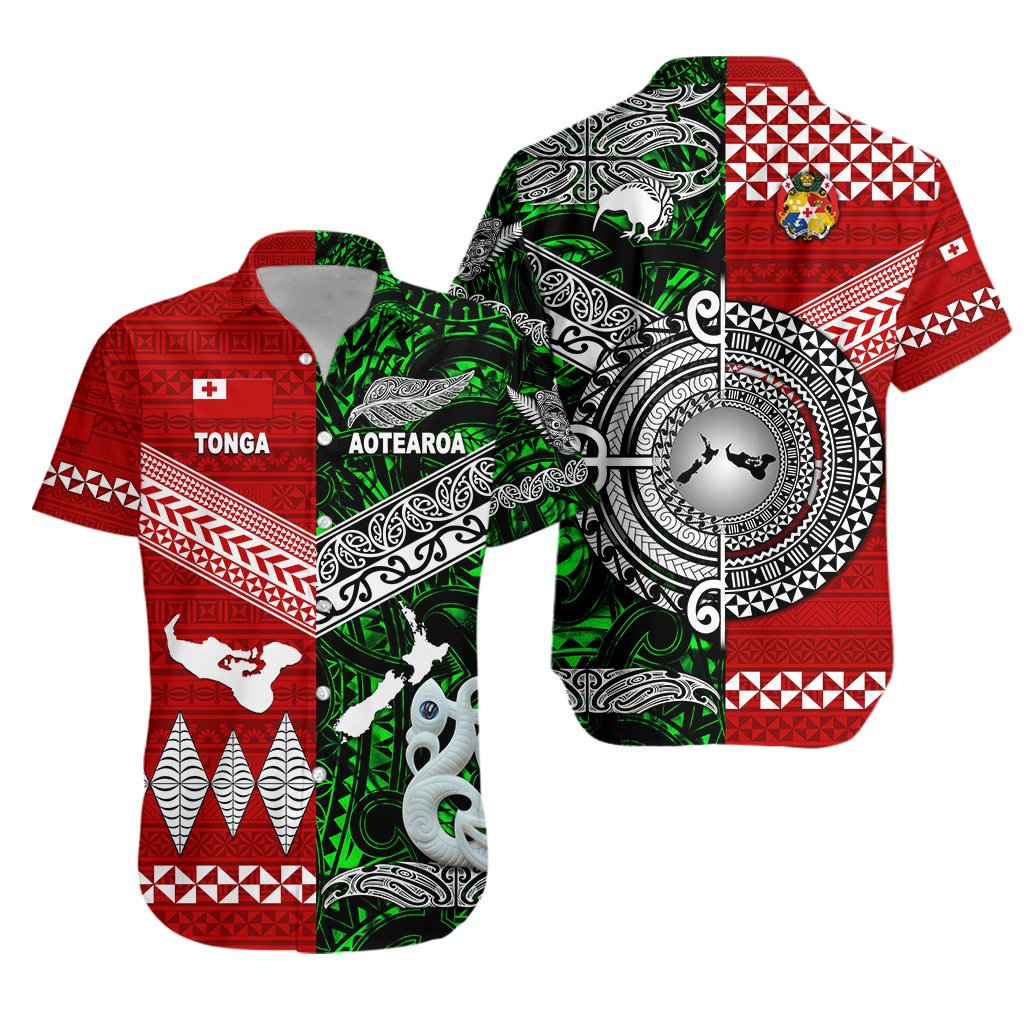 New Zealand Maori Aotearoa Tonga Polynesian Together Hawaiian Shirt Green LT8 - Wonder Print Shop