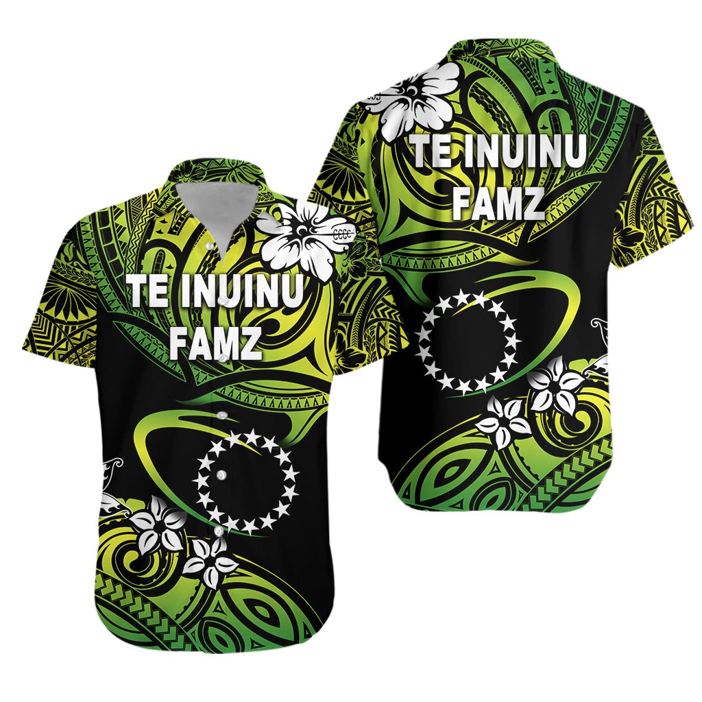 TE INUINU FAMZ Cook Islands Rugby Hawaiian Shirt Unique Vibes Green LT8 - Wonder Print Shop