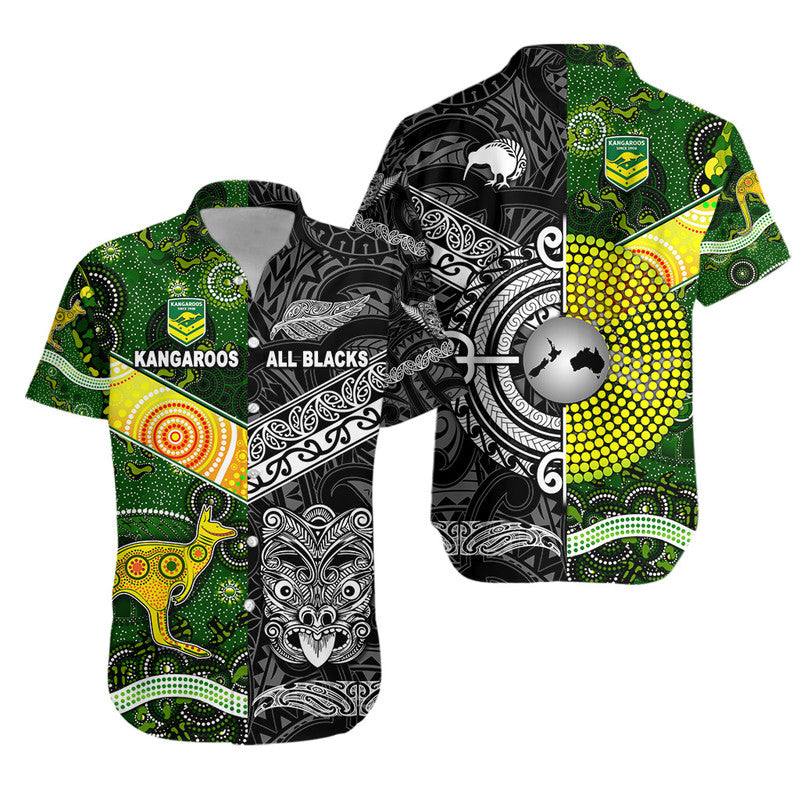 New Zealand Maori All Black And Australia Kangaroos Aboriginal Hawaiian Shirt Rugby Together LT8 - Wonder Print Shop