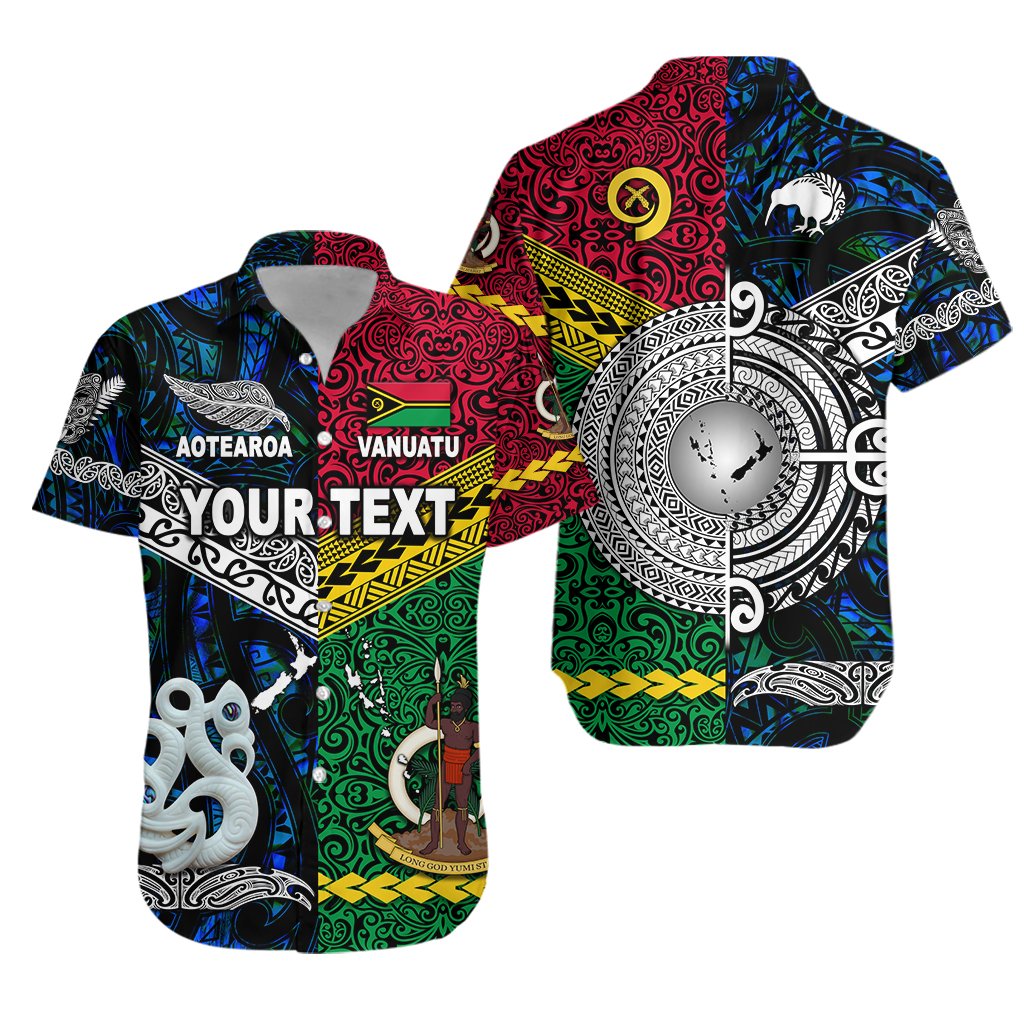 (Custom Personalised) Vanuatu And New Zealand Hawaiian Shirt Together - Blue LT8 - Wonder Print Shop