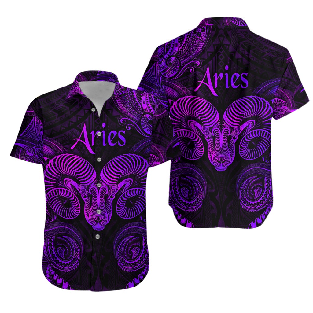 Aries Zodiac Polynesian Hawaiian Shirt Unique Style - Purple LT8 - Wonder Print Shop