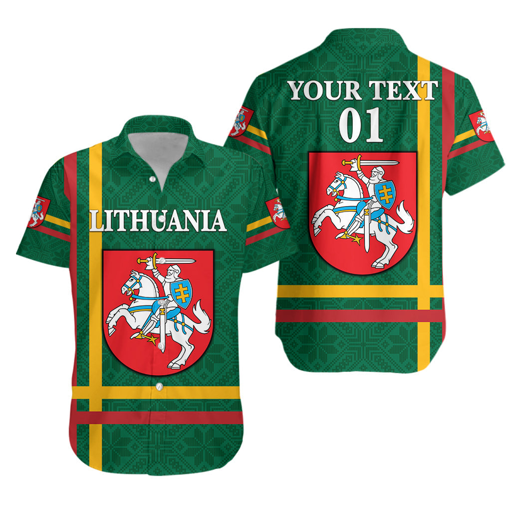 custom-personalised-lithuania-hawaiian-shirt-coat-of-arms-lietuva-flag-style-green