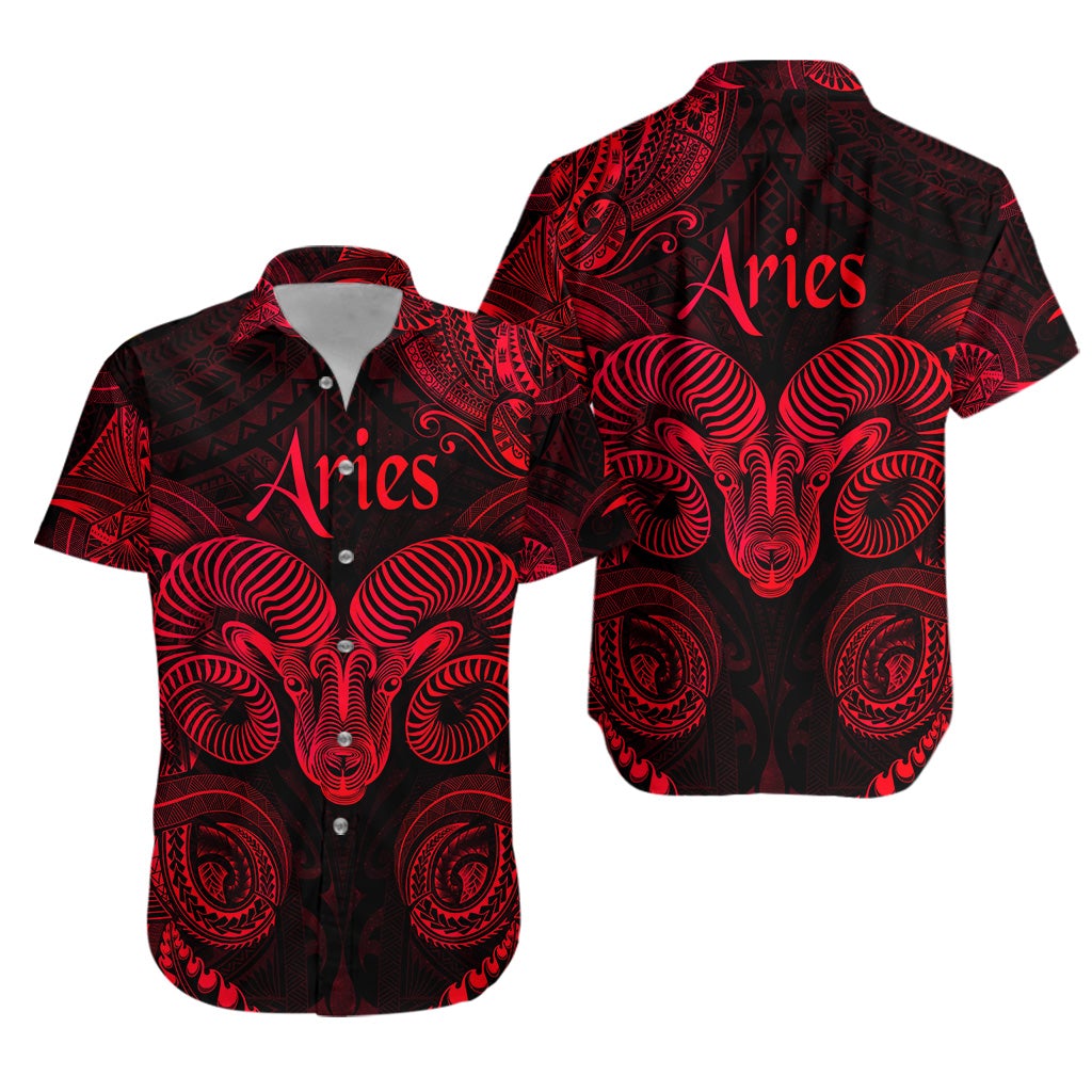 Aries Zodiac Polynesian Hawaiian Shirt Unique Style - Red LT8 - Wonder Print Shop