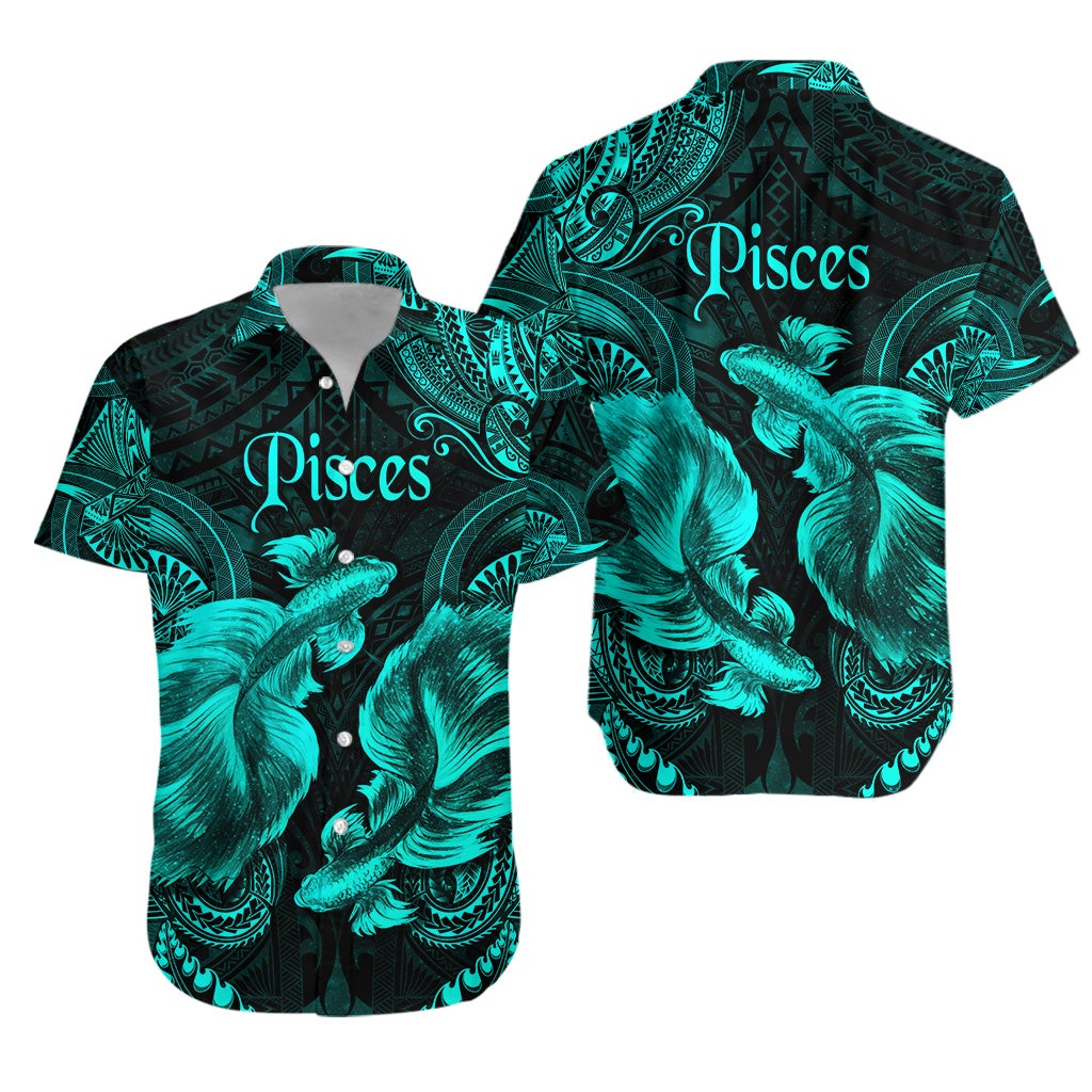 Pisces Zodiac Polynesian Hawaiian Shirt Unique Style Turquoise LT8 - Wonder Print Shop