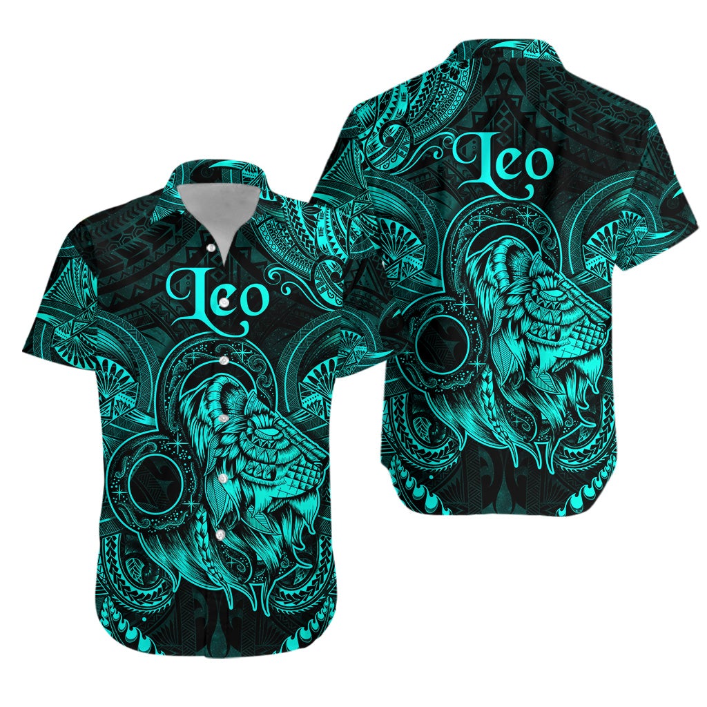 Leo Zodiac Polynesian Hawaiian Shirt Unique Style - Turquoise LT8 - Wonder Print Shop