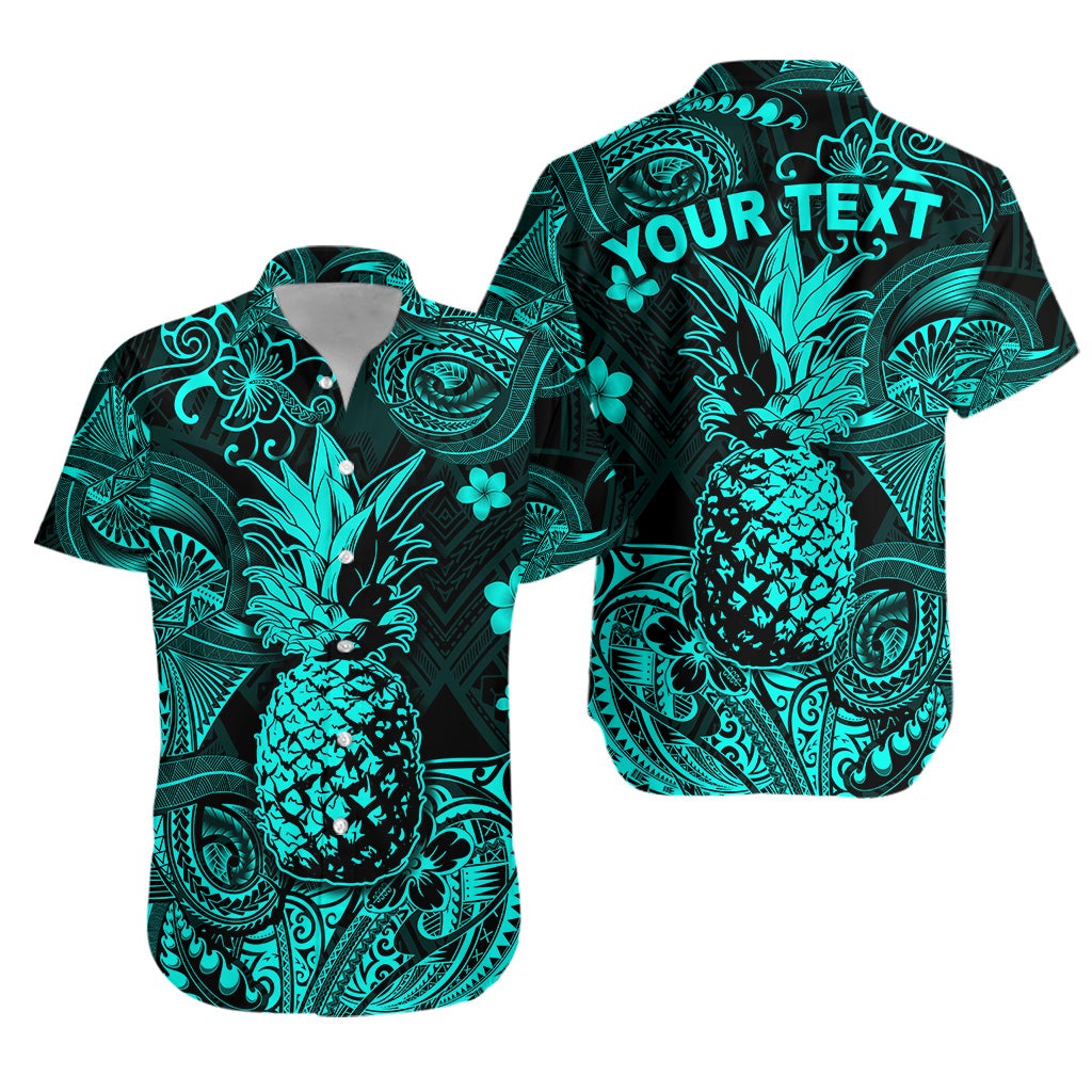 (Custom Personalised) Hawaii Pineapple Polynesian Hawaiian Shirt Unique Style - Turquoise LT8 - Wonder Print Shop