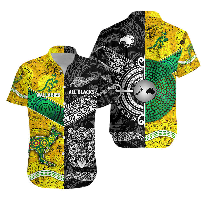 New Zealand Maori All Black And Australia Wallabies Aboriginal Hawaiian Shirt Rugby Together LT8 - Wonder Print Shop