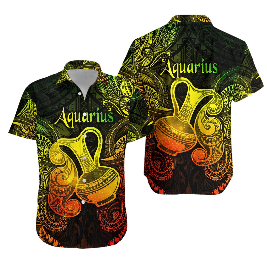 Aquarius Zodiac Polynesian Hawaiian Shirt Unique Style - Reggae LT8 - Wonder Print Shop