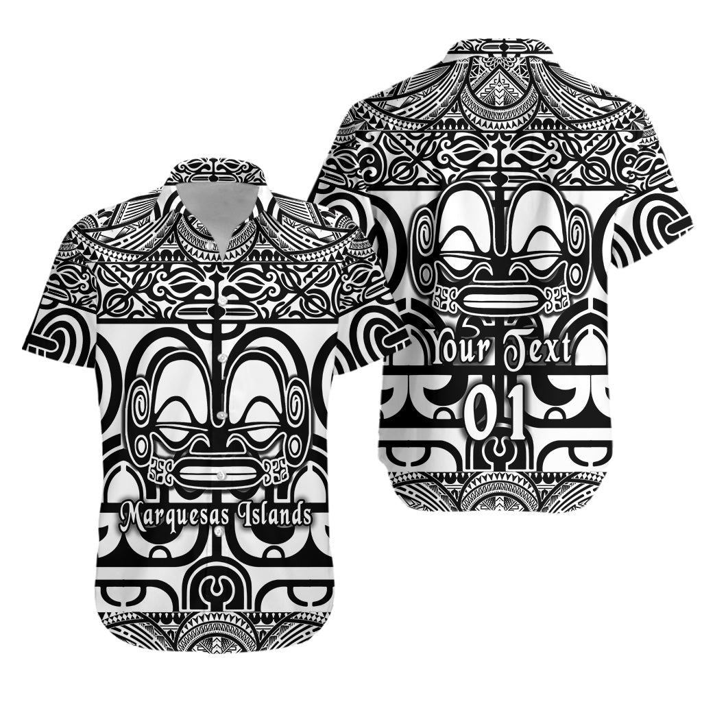 (Custom Personalised) Marquesas Islands Hawaiian Shirt Marquesan Tattoo Simple Style - Black LT8 - Wonder Print Shop