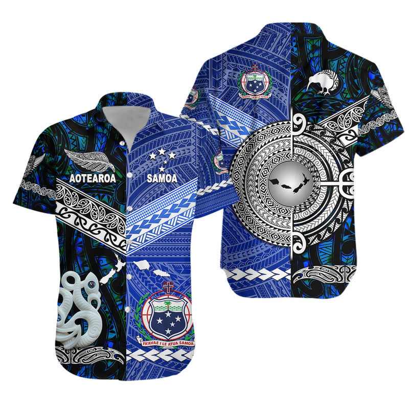 Samoa and New Zealand Hawaiian Shirt Together Blue LT8 - Wonder Print Shop