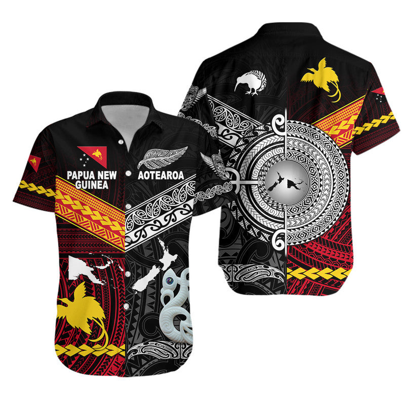 New Zealand and Papua New Guinea Hawaiian Shirt Together Black LT8 - Wonder Print Shop