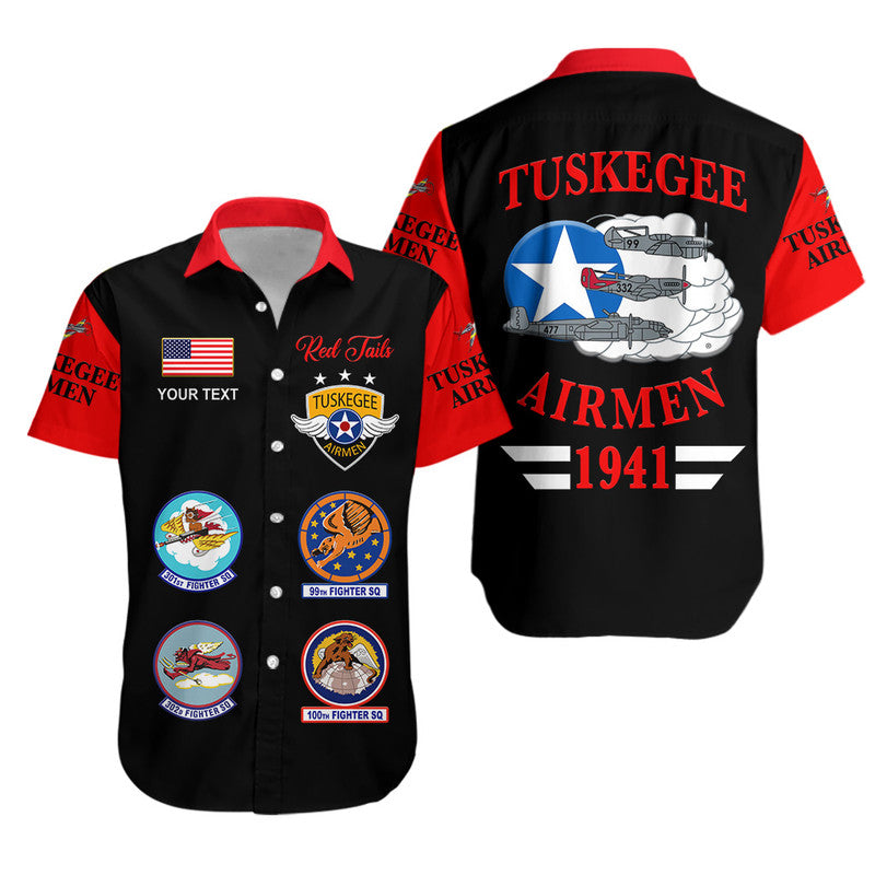 (Custom Personalised) Tuskegee Airmen Hawaiian Shirt The Red Tails Simple Style - Black Red LT8 - Wonder Print Shop