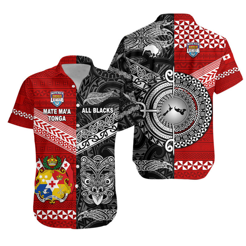 Mate Ma'a Tonga Ngatu And New Zealand Maori All Black Aboriginal Hawaiian Shirt Rugby Together LT8 - Wonder Print Shop