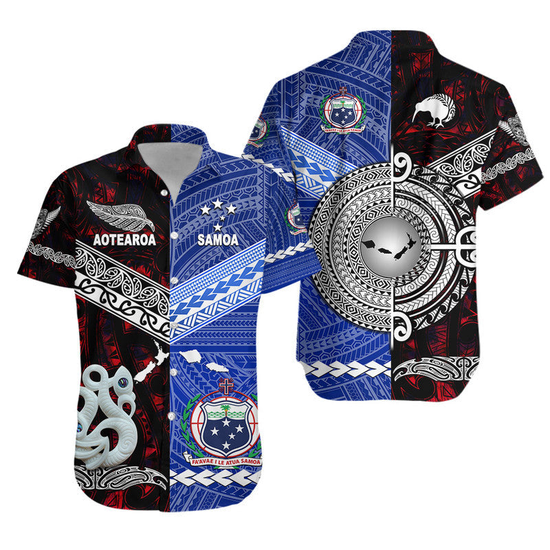 Samoa and New Zealand Hawaiian Shirt Together Red LT8 - Wonder Print Shop