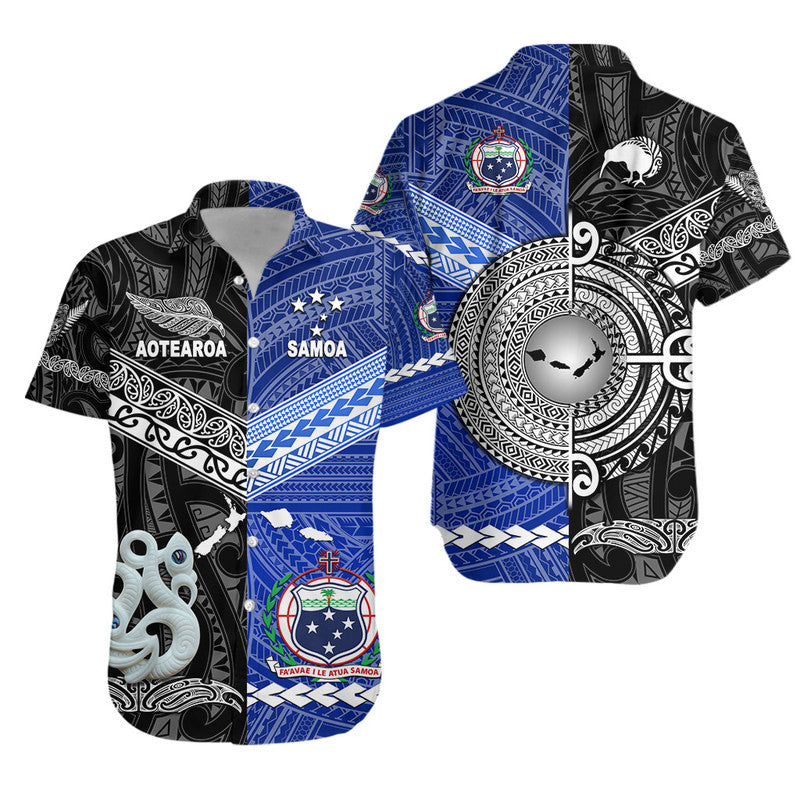 Samoa and New Zealand Hawaiian Shirt Together Black LT8 - Wonder Print Shop