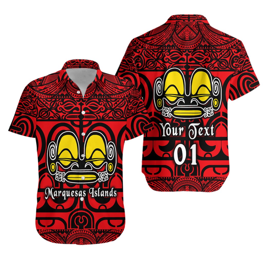 (Custom Personalised) Marquesas Islands Hawaiian Shirt Marquesan Tattoo Simple Style - Red LT8 - Wonder Print Shop