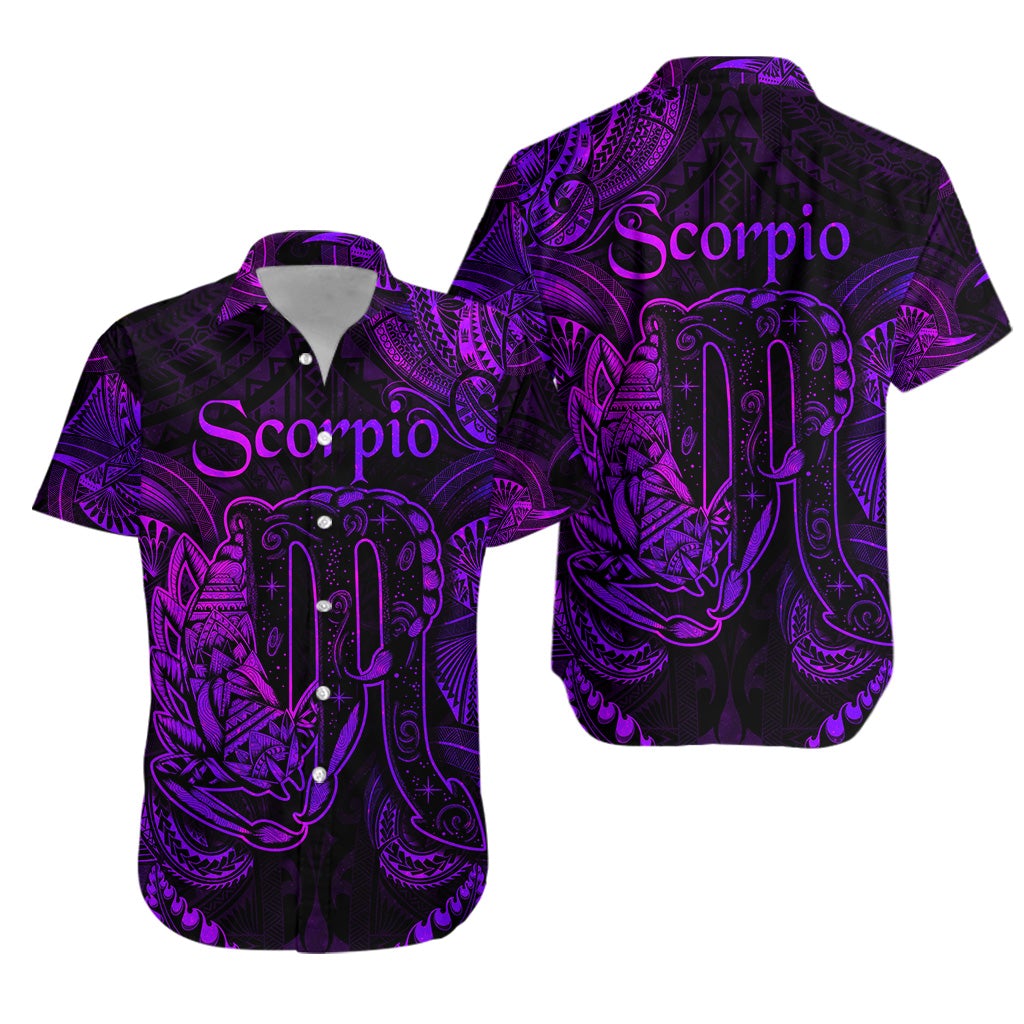 Scorpio Zodiac Polynesian Hawaiian Shirt Unique Style Purple LT8 - Wonder Print Shop