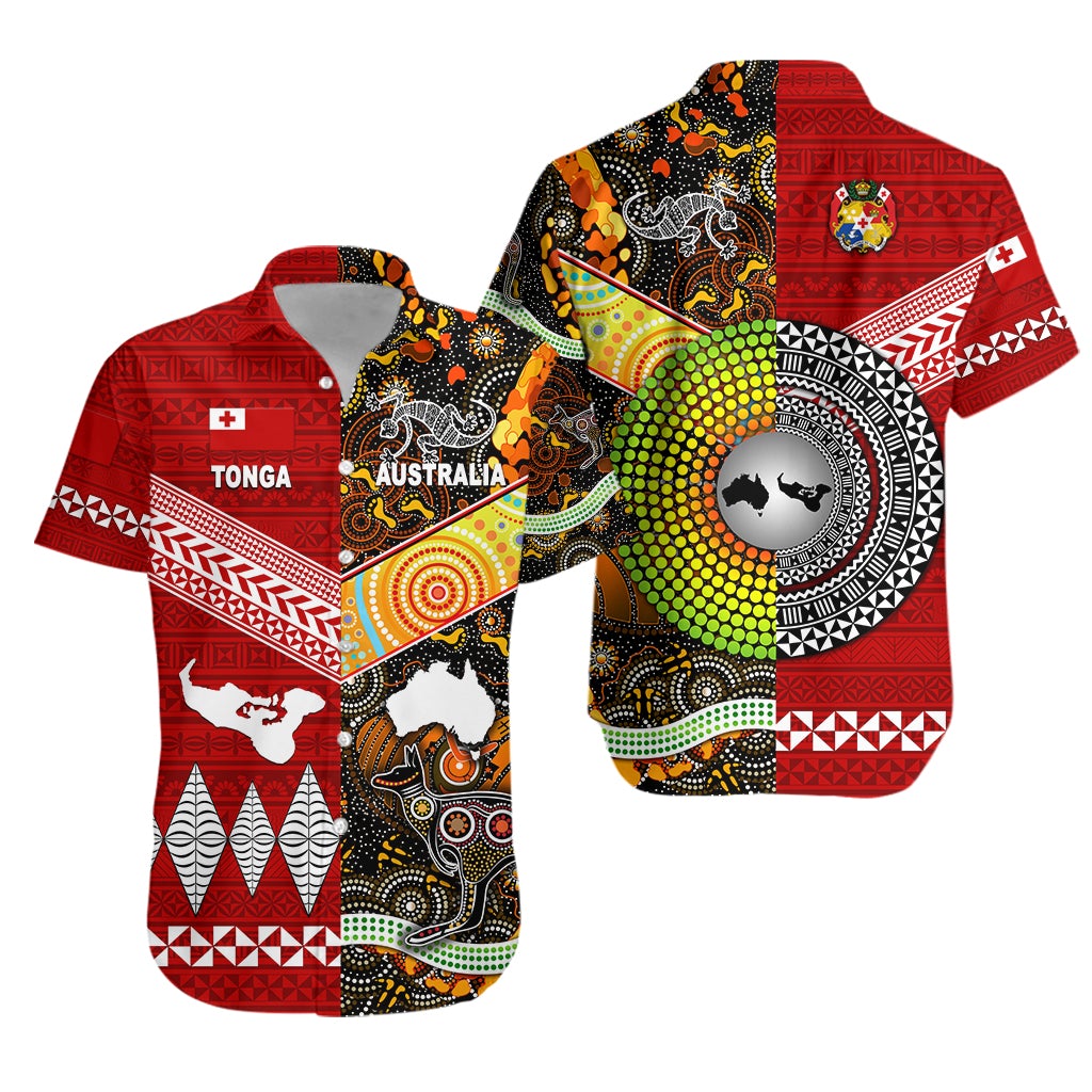 Tonga Ngatu and Australia Aboriginal Hawaiian Shirt Together LT8 - Wonder Print Shop