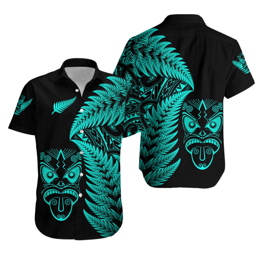 New Zealand Haka Rugby Maori Hawaiian Shirt Silver Fern Vibes Turquoise LT8 - Wonder Print Shop