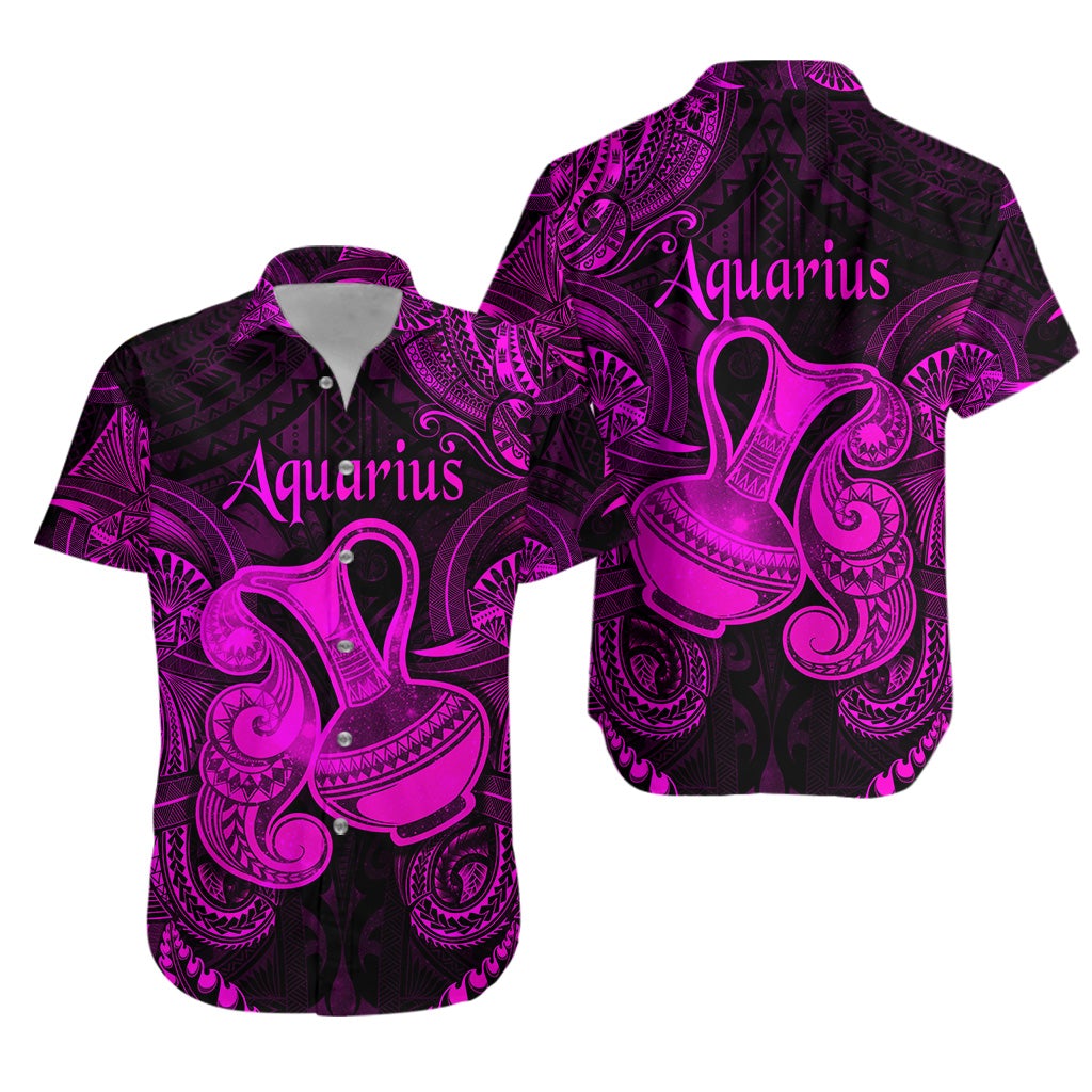 Aquarius Zodiac Polynesian Hawaiian Shirt Unique Style - Pink LT8 - Wonder Print Shop