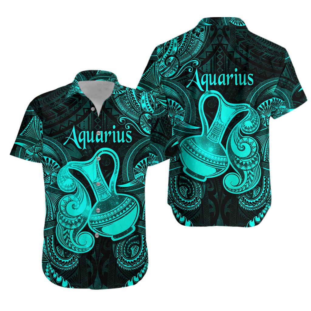 Aquarius Zodiac Polynesian Hawaiian Shirt Unique Style - Turquoise LT8 - Wonder Print Shop