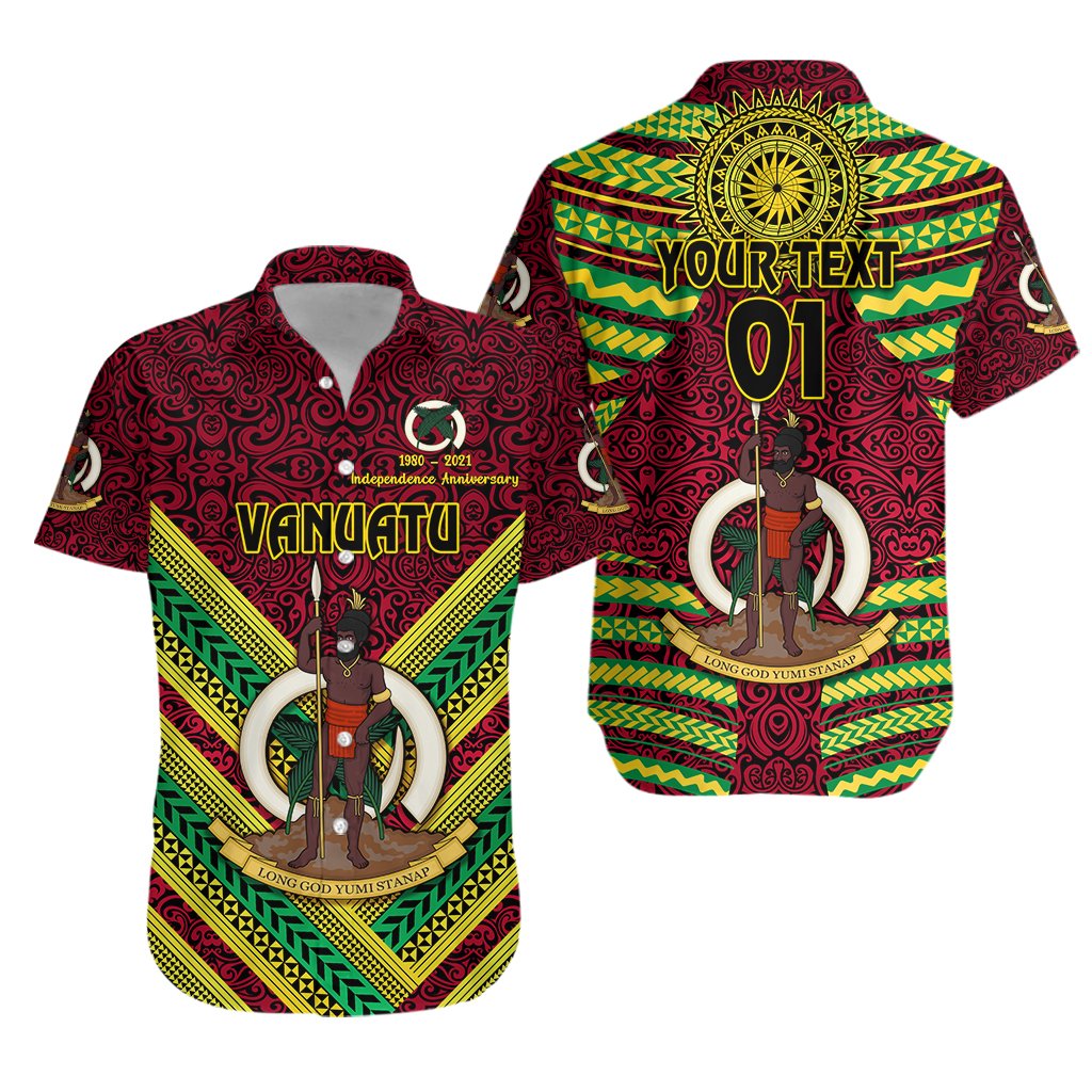 (Custom Personalised) Vanuatu Special Independence Anniversary Hawaiian Shirt Creative Style - Red, Custom Text And Number LT8 - Wonder Print Shop