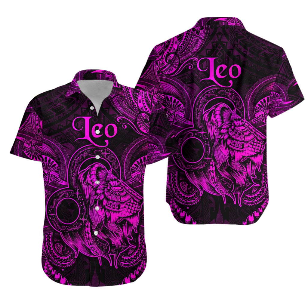 Leo Zodiac Polynesian Hawaiian Shirt Unique Style - Pink LT8 - Wonder Print Shop