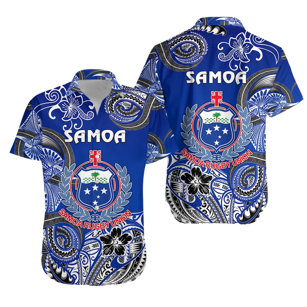 Samoa Manu Hawaiian Shirt Rugby Unique Style Blue White LT8 - Wonder Print Shop