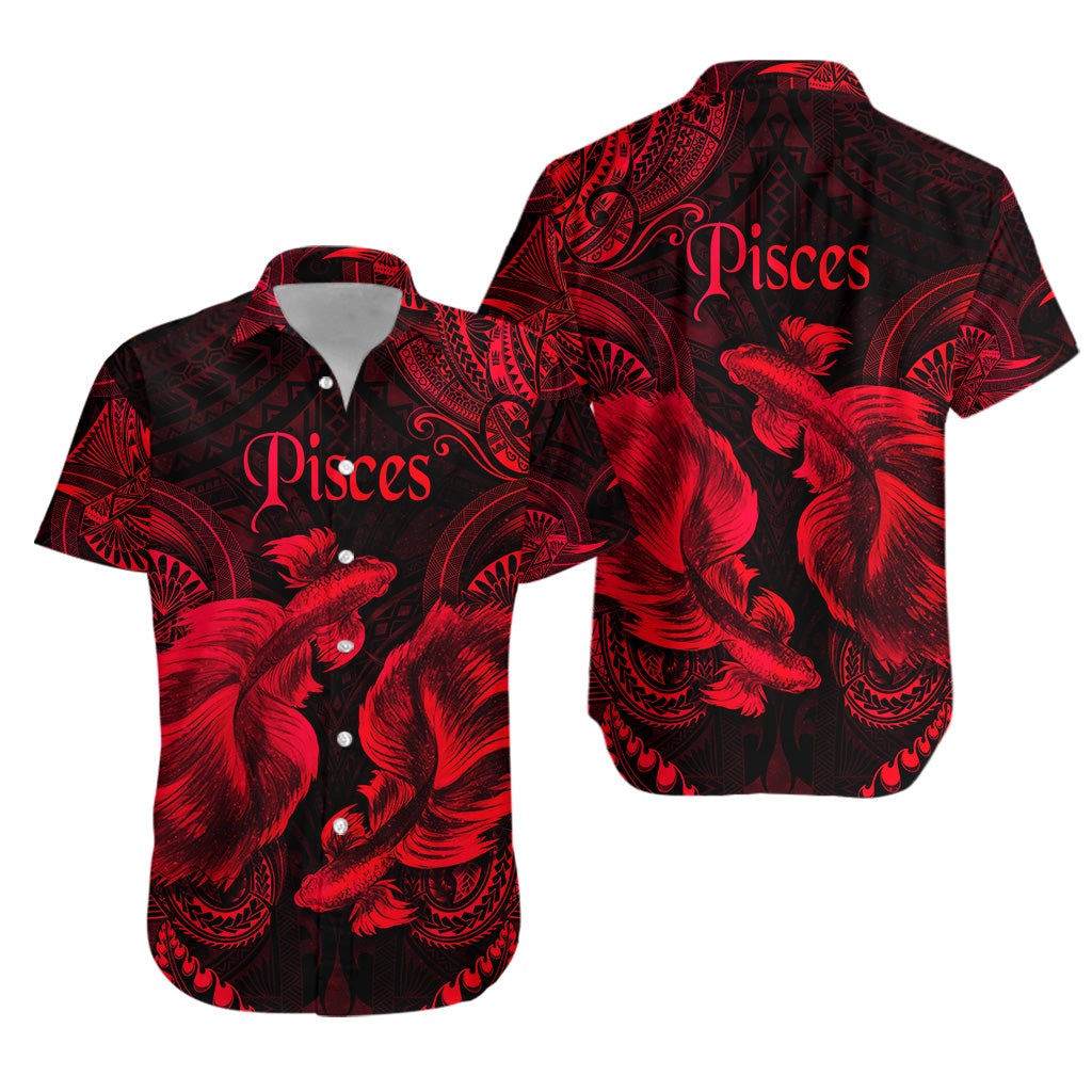 Pisces Zodiac Polynesian Hawaiian Shirt Unique Style Red LT8 - Wonder Print Shop