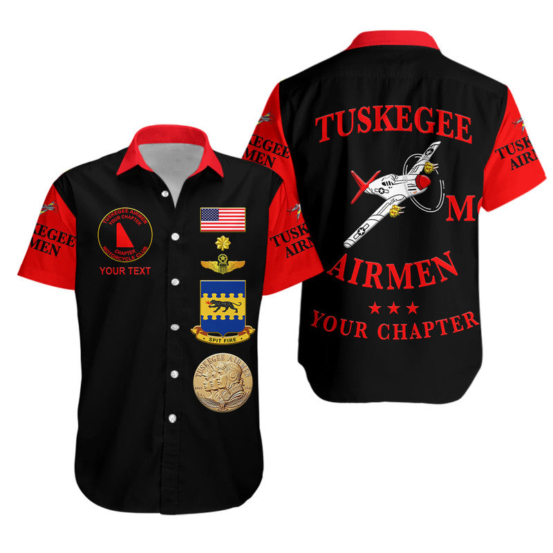 (Custom Personalised) Tuskegee Airmen Motorcycle Club Hawaiian Shirt TAMC Spit Fire Simple Style - Black Red LT8 - Wonder Print Shop