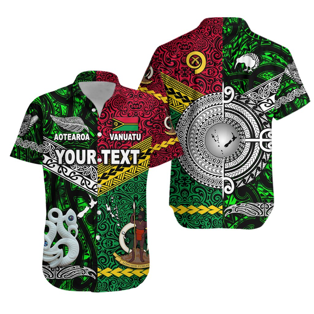 (Custom Personalised) Vanuatu And New Zealand Hawaiian Shirt Together - Green LT8 - Wonder Print Shop