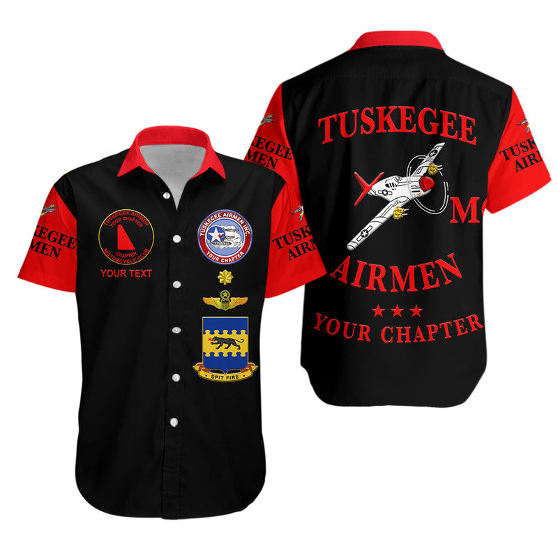 (Custom Personalised) Tuskegee Airmen Motorcycle Club Hawaiian Shirt TAMC Spit Fire Unique Style - Black Red LT8 - Wonder Print Shop