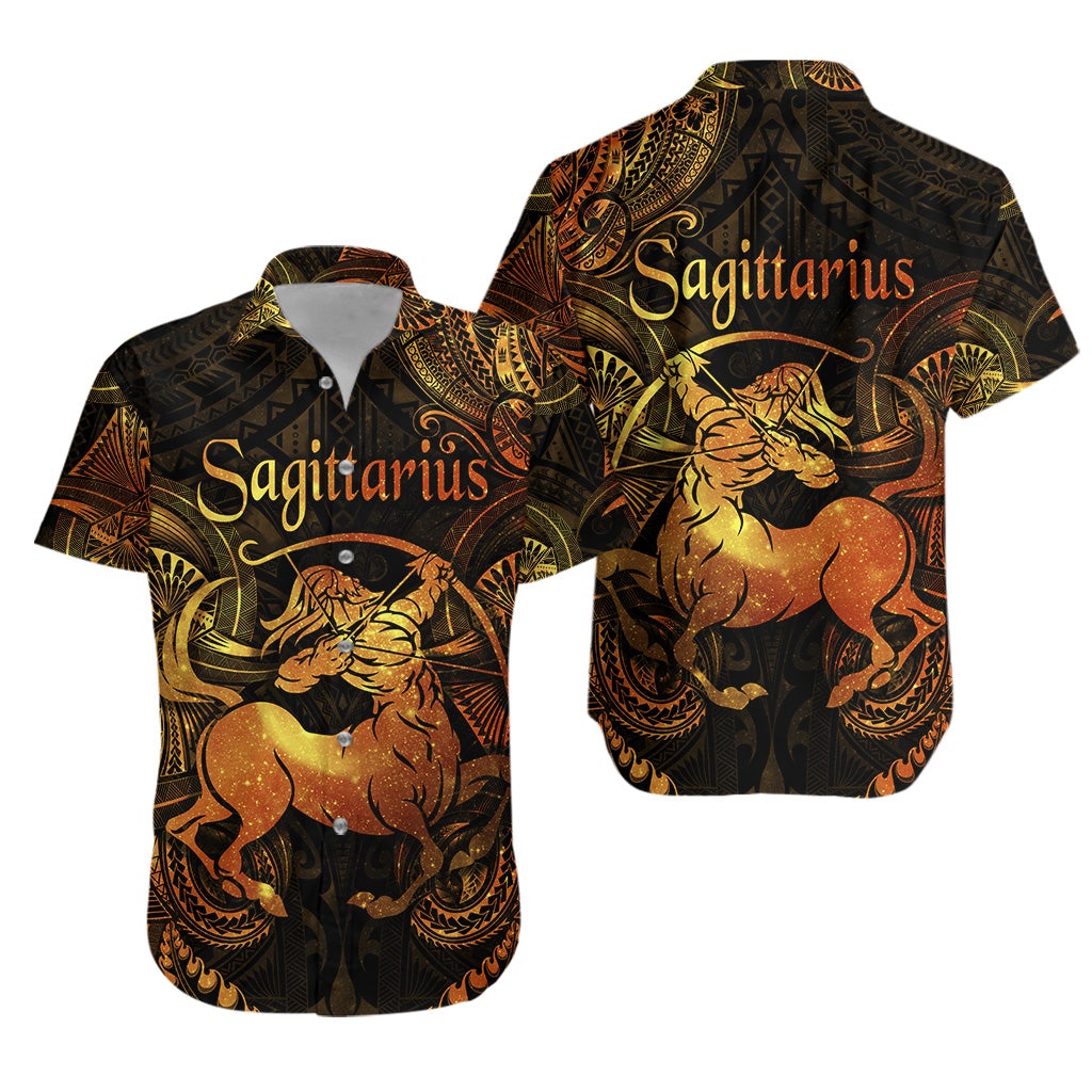 Sagittarius Zodiac Polynesian Hawaiian Shirt Unique Style Gold LT8 - Wonder Print Shop