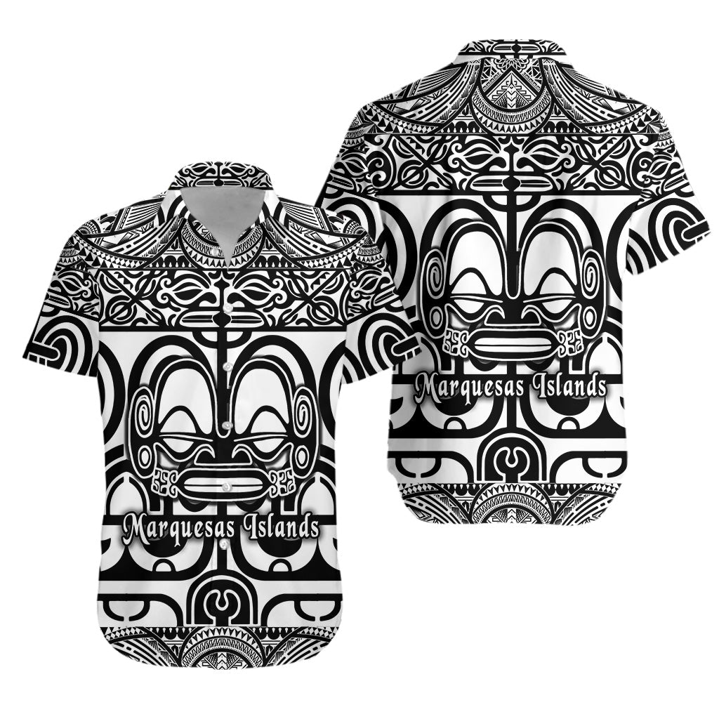 Marquesas Islands Hawaiian Shirt Marquesan Tattoo Simple Style - Black LT8 - Wonder Print Shop