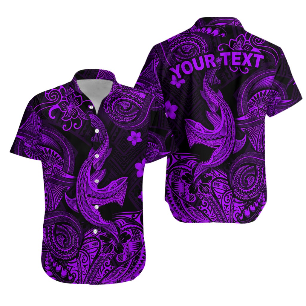 (Custom Personalised) Hawaii Angry Shark Polynesian Hawaiian Shirt Unique Style - Purple LT8 - Wonder Print Shop