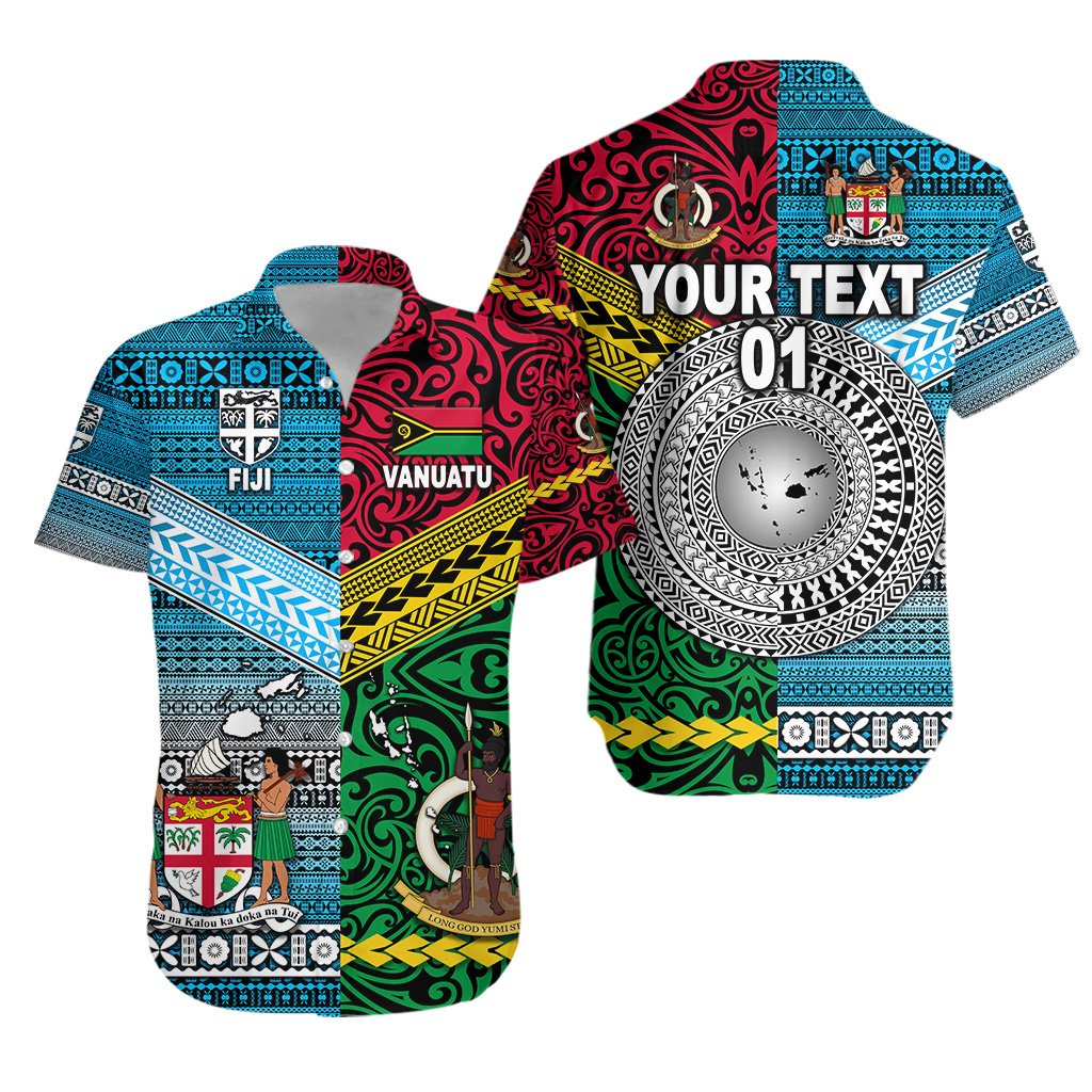 (Custom Personalised) Vanuatu And Fiji Hawaiian Shirt Together - Bright Color, Custom Text And Number LT8 - Wonder Print Shop