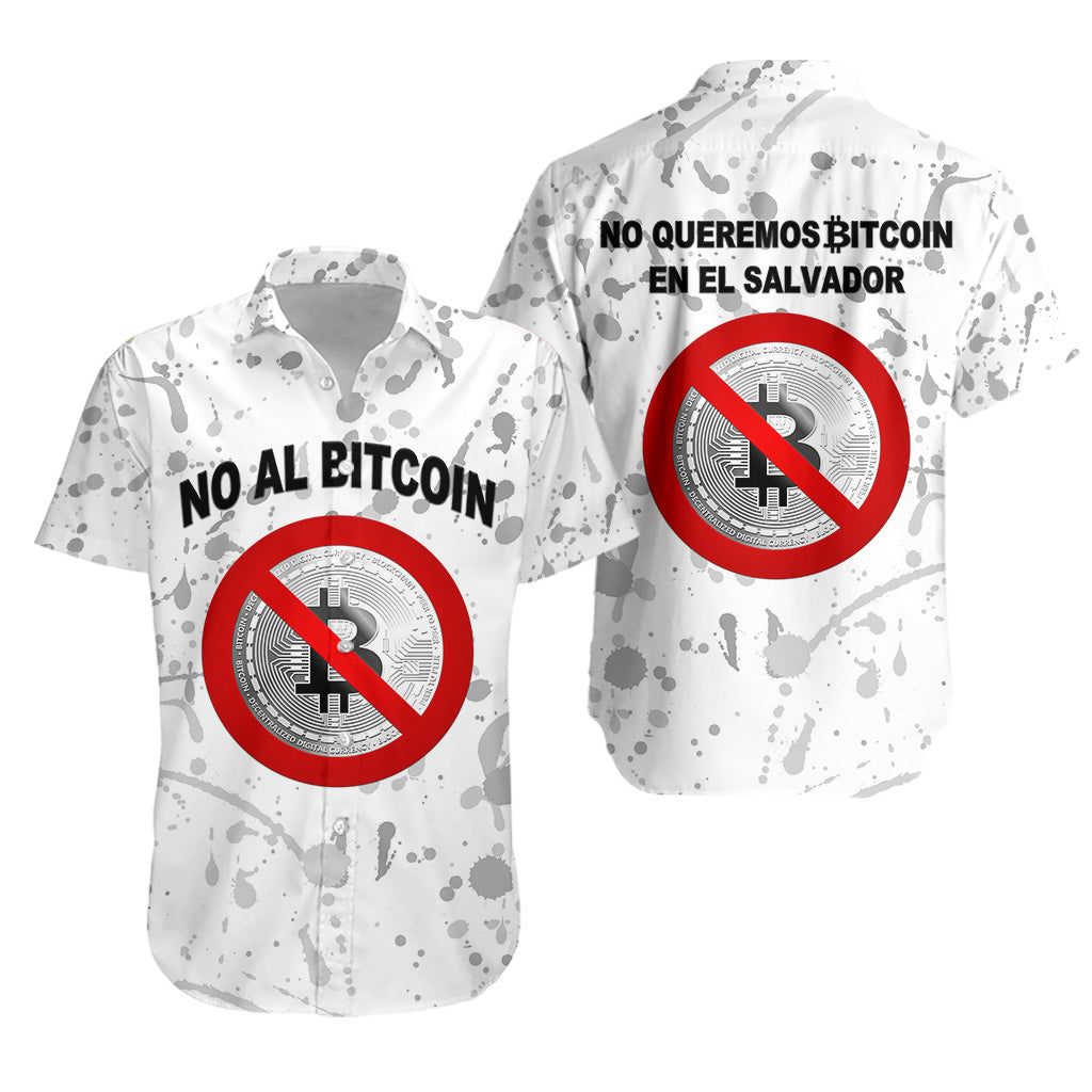 El Salvador Hawaiian Shirt No Al Bitcoin Art Style - White LT8 - Wonder Print Shop