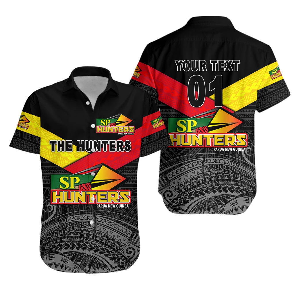 (Custom Personalised) Papua New Guinea SP Hunters Hawaiian Shirt Rugby Original Style - Black, Custom Text And Number LT8 - Wonder Print Shop