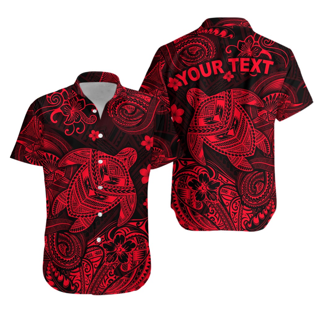 (Custom Personalised) Hawaii Turtle Polynesian Hawaiian Shirt Plumeria Flower Unique Style - Red LT8 - Wonder Print Shop