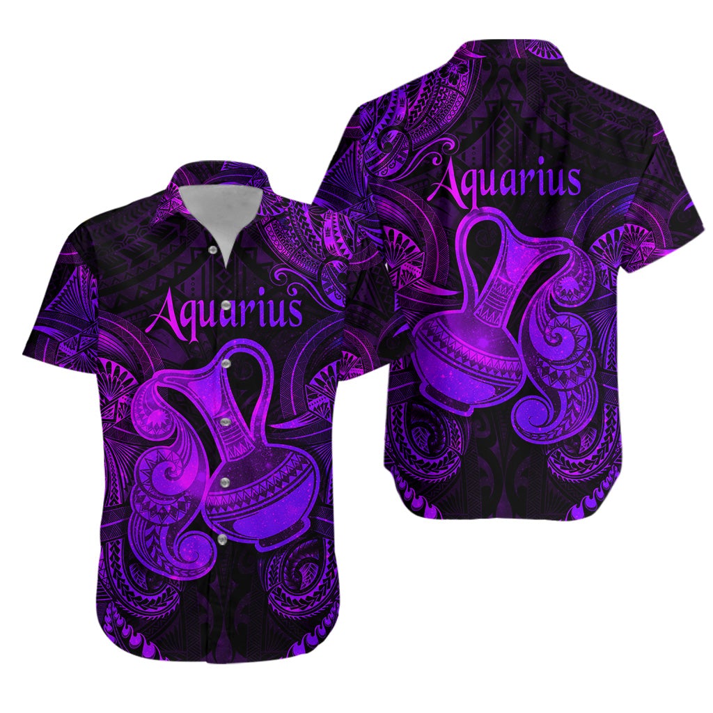 Aquarius Zodiac Polynesian Hawaiian Shirt Unique Style - Purple LT8 - Wonder Print Shop