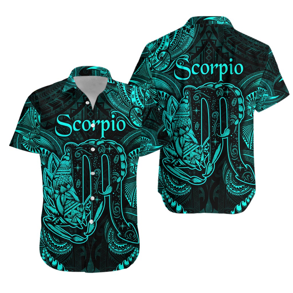 Scorpio Zodiac Polynesian Hawaiian Shirt Unique Style Turquoise LT8 - Wonder Print Shop