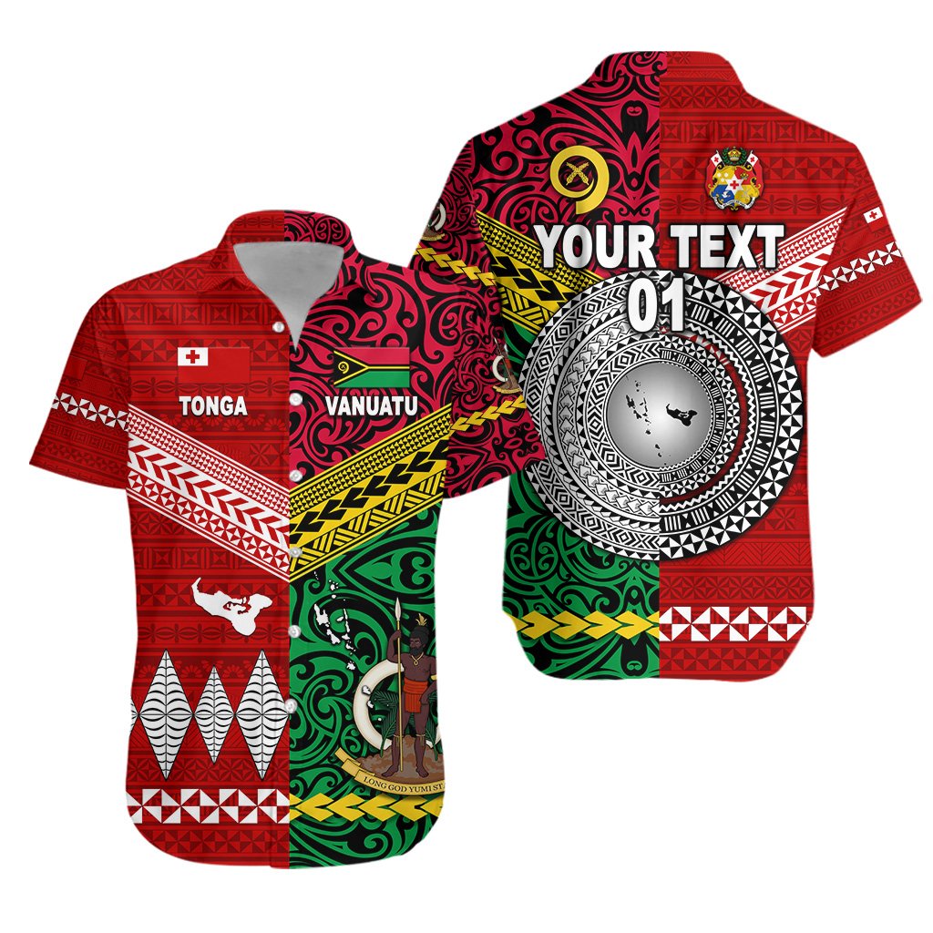 (Custom Personalised) Vanuatu And Tonga Hawaiian Shirt Polynesian Together - Bright Red, Custom Text And Number LT8 - Wonder Print Shop