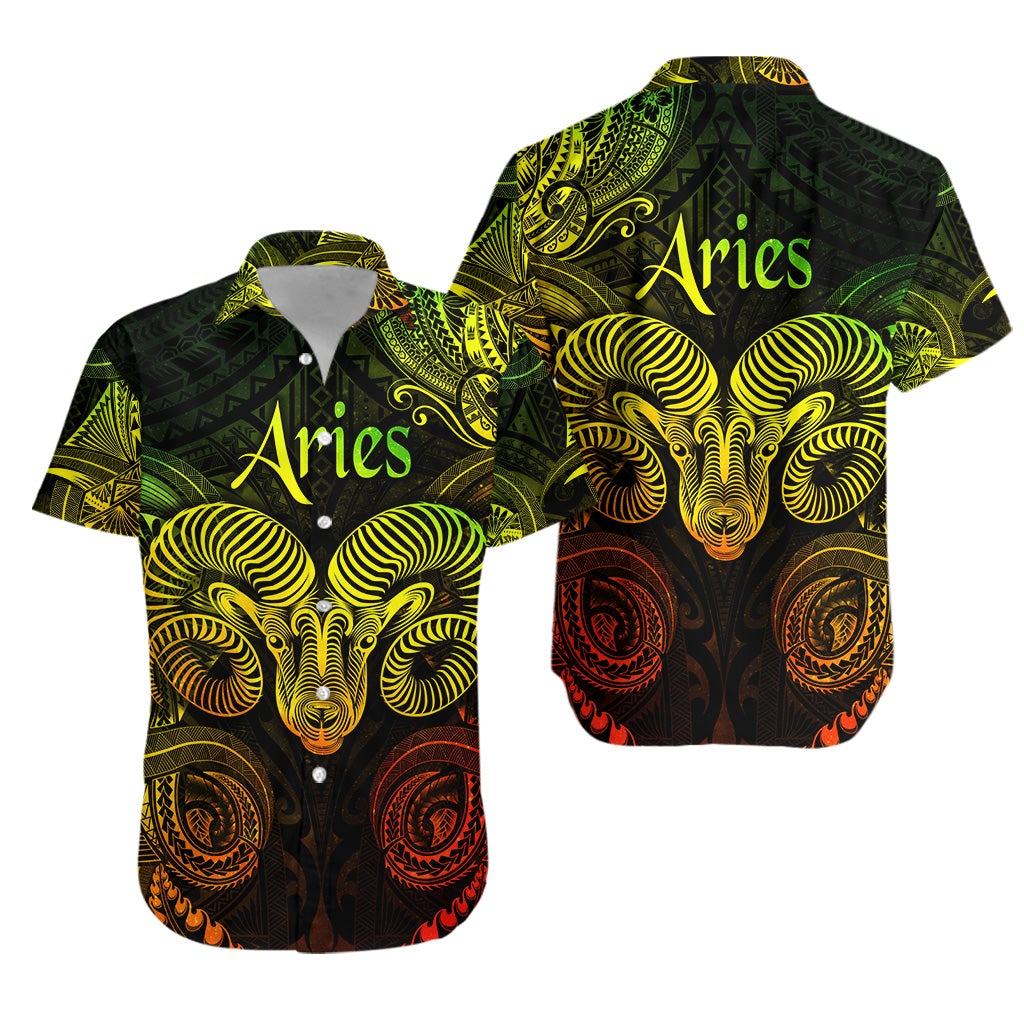 Aries Zodiac Polynesian Hawaiian Shirt Unique Style - Reggae LT8 - Wonder Print Shop