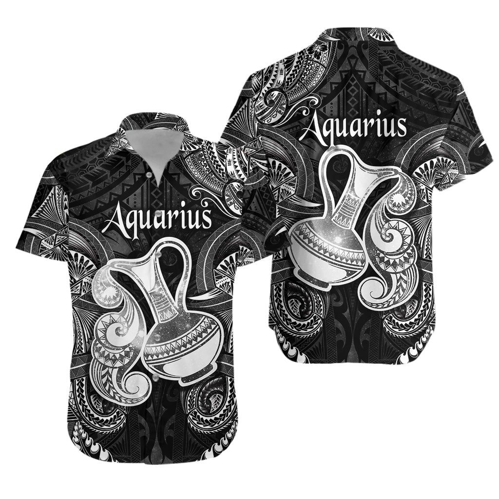 Aquarius Zodiac Polynesian Hawaiian Shirt Unique Style - Black LT8 - Wonder Print Shop