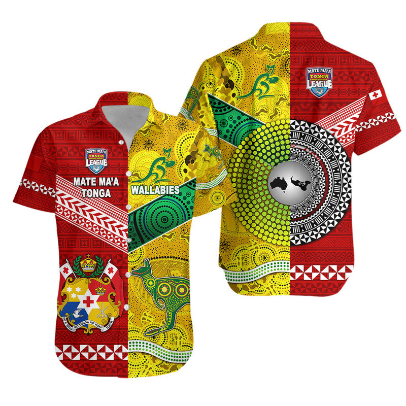 Mate Ma'a Tonga Ngatu And Australia Wallabies Aboriginal Hawaiian Shirt Rugby Together LT8 - Wonder Print Shop