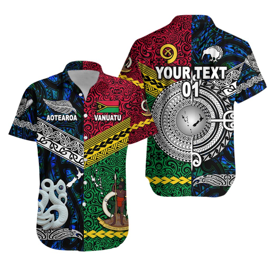 (Custom Personalised) Vanuatu And New Zealand Hawaiian Shirt Together - Blue, Custom Text And Number LT8 - Wonder Print Shop